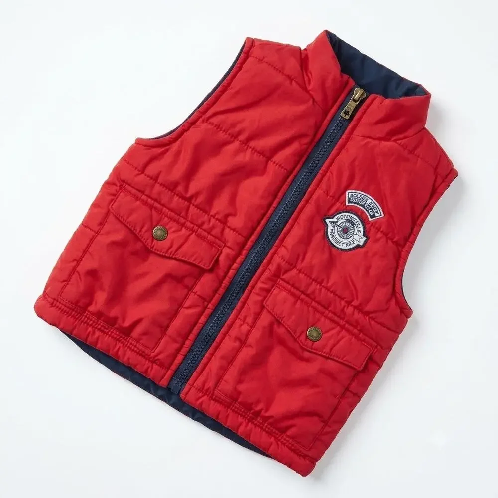 Lucky Brand Puffer Vest Jacket Red Full Zip Pockets Toddler Boys 12M 12 Months